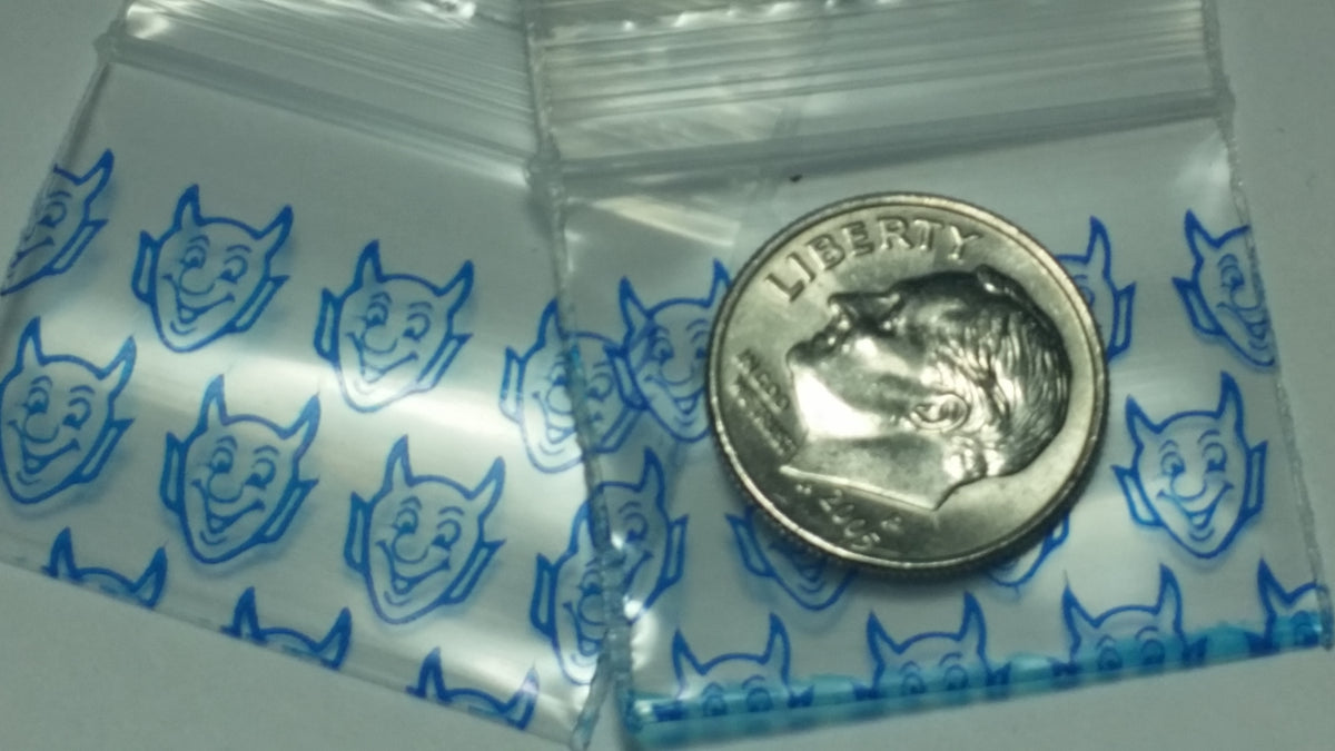 Blue Devil 12510 Original Apple Bags, 1.25" x 1" resealable plastic bags with blue design, ideal for storage and organization.