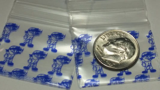 Blue Boy resealable bags from Original Apple Bags, 1.25 x 1 inch, ideal for packaging small items or crafts.