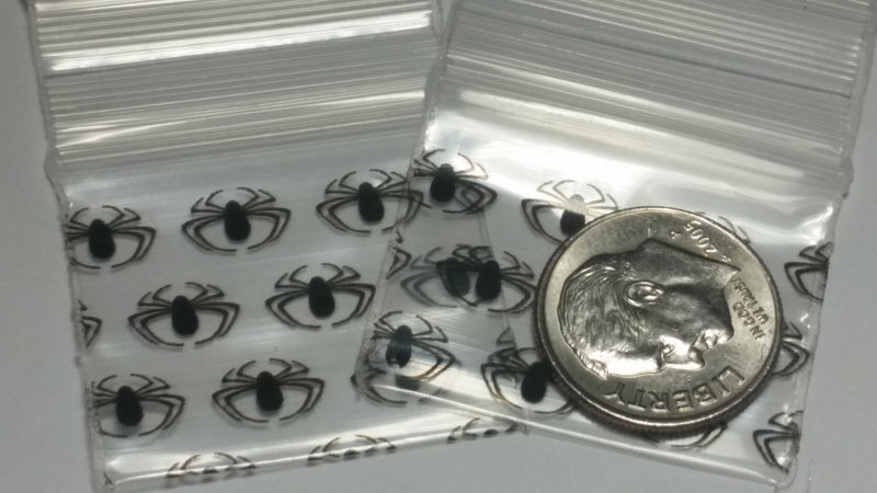 12510 Original Mini Ziplock 2.5mil Plastic Bags 1.25" x 1" Reclosable Baggies (Black Spider) - The Baggie Store