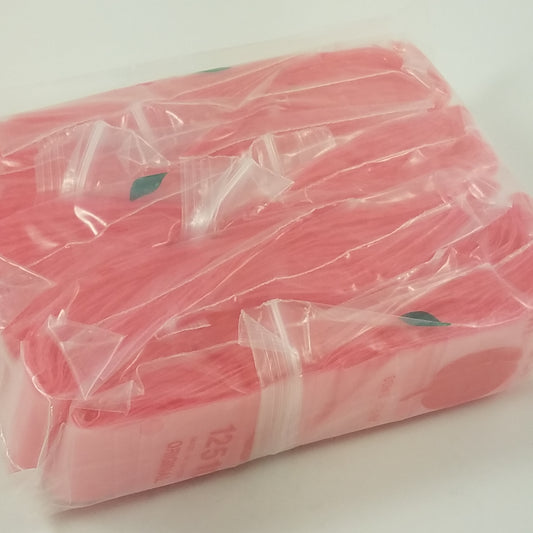 Pink resealable bags from Original Apple Bags, 1.25" x 1", ideal for packaging small items or gifts.