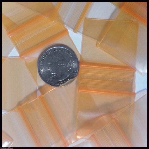12510 Original Mini Ziplock 2.5mil Plastic Bags 1.25" x 1" Reclosable Baggies (Orange) - The Baggie Store