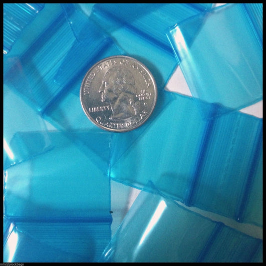Blue 12510 Original Apple Bags resealable plastic bags, 1.25" x 1", designed for secure storage and packaging.