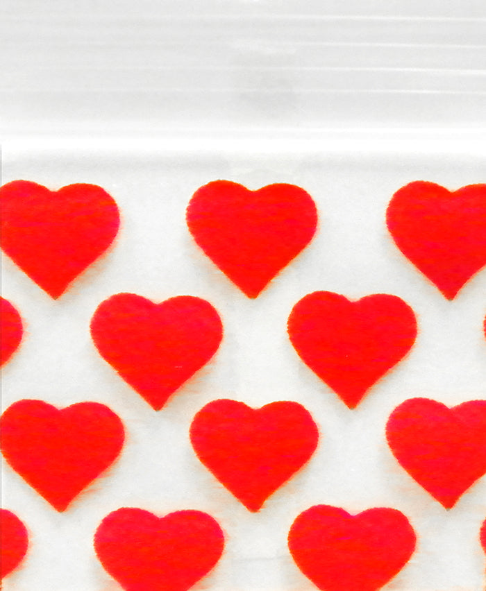 125125 Original Mini Ziplock 2.5mil Plastic Bags 1.25" x 1.25" Reclosable Baggies (Hearts) - The Baggie Store