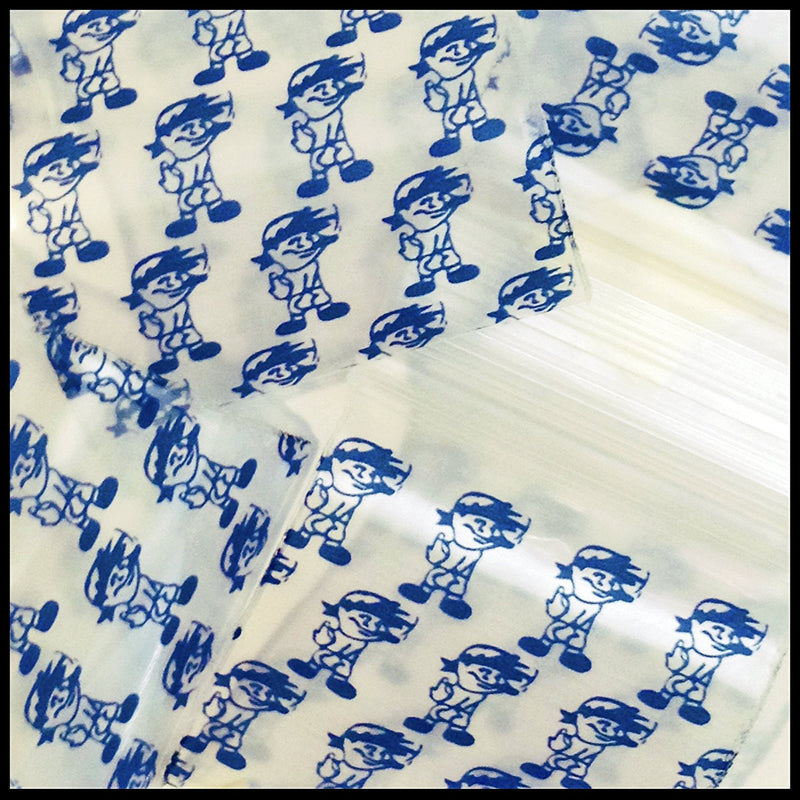 Blue Boy Original Apple Bags resealable bags, 1.25"x1.25" size, ideal for storing small items or snacks.