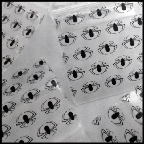 125125 Original Mini Ziplock 2.5mil Plastic Bags 1.25" x 1.25" Reclosable Baggies (Black Spider) - The Baggie Store
