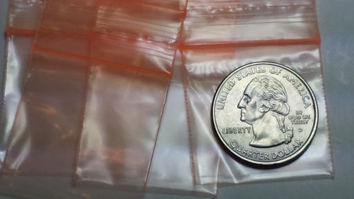 125125 Original Mini Ziplock 2.5mil Plastic Bags 1.25" x 1.25" Reclosable Baggies (Orange) - The Baggie Store