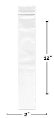 Set of 100 reclosable incense bags, 2x12 inches, by Original Apple Bags, showing clear resealable plastic packaging for incense storage.