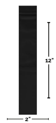 Set of 100 reclosable incense bags measuring 2x12 inches from Original Apple Bags, shown in a display with some bags stacked.