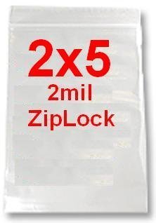 Set of 100 reclosable incense bags measuring 2"x5" from Original Apple Bags, ideal for packaging incense and small items.