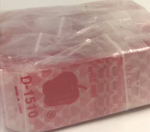 1510 Original Mini Ziplock 2.5mil Plastic Bags 1.5" x 1" Reclosable Baggies (Hearts) - The Baggie Store