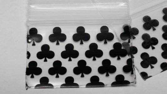 Original Apple Bags resealable bags with 1.5x1 inch club design, ideal for storing small items or craft supplies.
