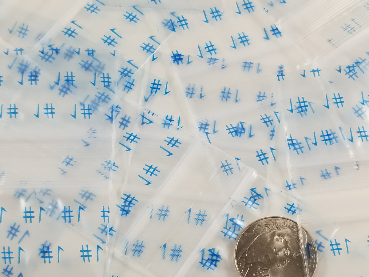 Original Apple Bags resealable bags, 1.5" x 1", with the NUMBER ONE #1 label, shown in a clear close-up image.