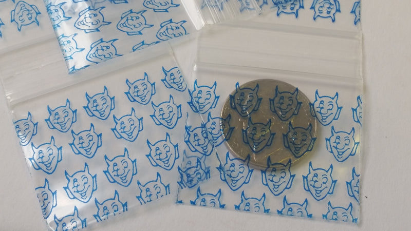 15125 Original Mini Ziplock 2.5mil Plastic Bags 1.5" x 1.25" Reclosable Baggies (Blue Devil) - The Baggie Store