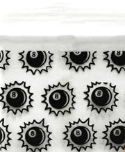 Resealable Original Apple Bags with Eight Ball design, 1.5 x 1.25 inches, ideal for packaging or storage.