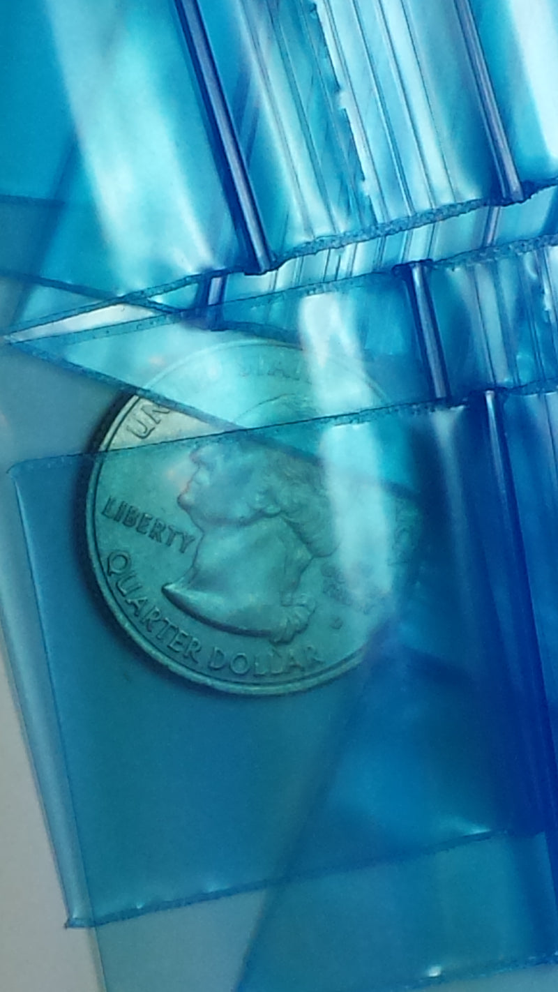 Blue resealable bags from Original Apple Bags, 1.5 x 1.25 inches, perfect for storing small items.