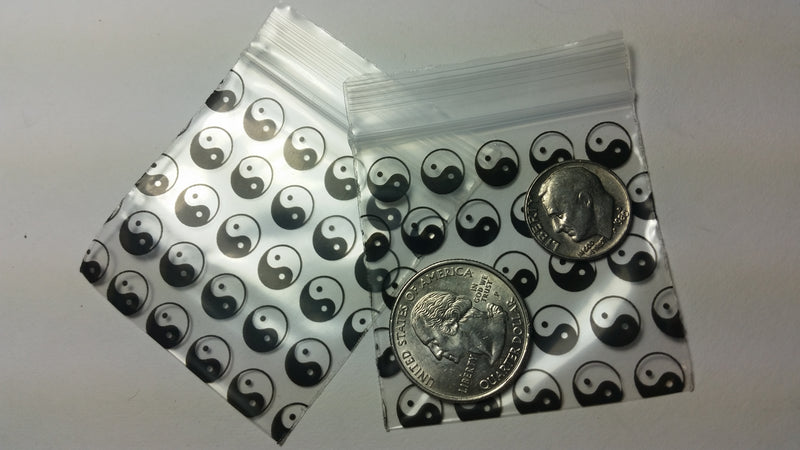 2020 Original Mini Ziplock 2.5mil Plastic Bags 2" x 2" Reclosable Baggies (Taiji/Yin Yang) - The Baggie Store
