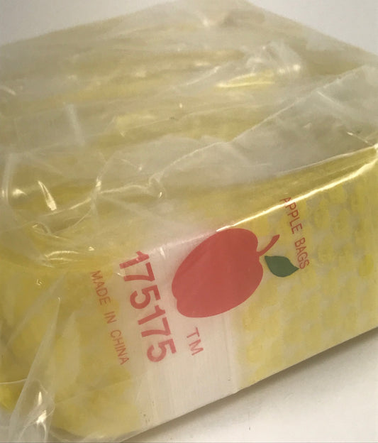 Resealable Original Apple Bags in taxi cab design, 1.75 x 1.75 inches, featuring bright yellow and black colors for packaging.