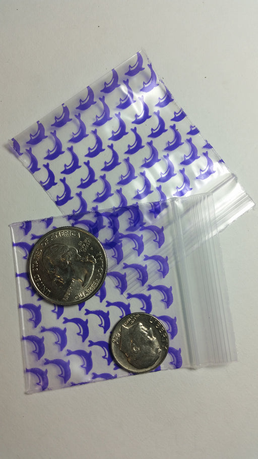 2020 Original Mini Ziplock 2.5mil Plastic Bags 2" x 2" Reclosable Baggies (Dolphin) - The Baggie Store