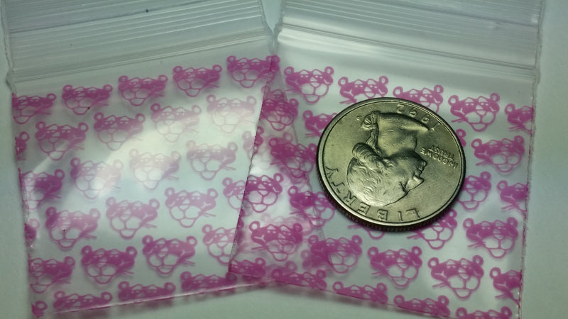 175175 Original Mini Ziplock 2.5mil Plastic Bags 1.75" x 1.75" Reclosable Baggies (Pink Panther) - The Baggie Store