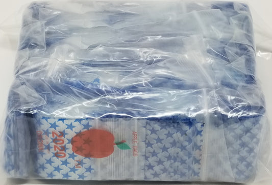 Blue star 2x2-inch resealable bags by Original Apple Bags, perfect for packaging small items or gifts.