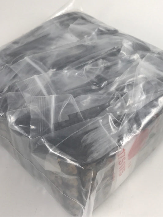 Original Apple Bags resealable bags with gold skull design, 1.75 x 1.75 inches, ideal for packaging or storage.
