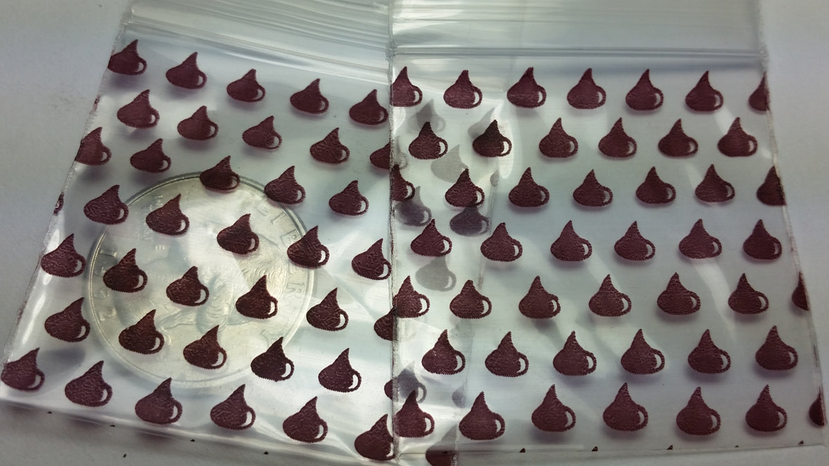 Original Apple Bags resealable bags with basketball design, 1.75 x 1.75 inches, ideal for packaging small items.