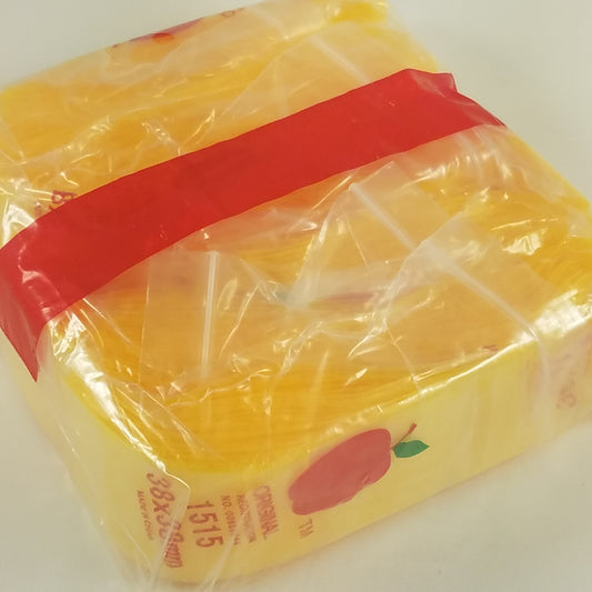 Yellow 1.5x1.5-inch Original Apple Bags resealable bags, perfect for storing small items and snacks.