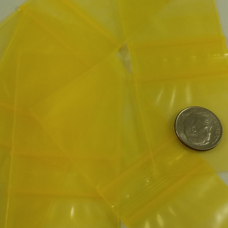 1515 Original Mini Ziplock 2.5mil Plastic Bags 1.5" x 1" Reclosable Baggies (Yellow) - The Baggie Store