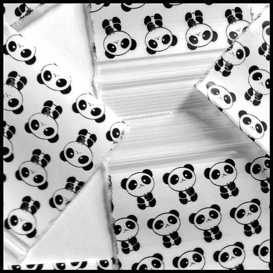 Resealable Original Apple Bags with panda design, 1.5 x 1.5 inches, perfect for small storage and organizing.