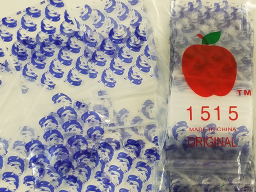 1515 Original Mini Ziplock 2.5mil Plastic Bags 1.5" x 1" Reclosable Baggies (Dolphin) - The Baggie Store