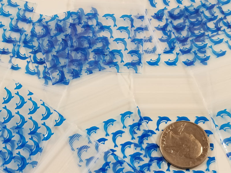 1515 Original Mini Ziplock 2.5mil Plastic Bags 1.5" x 1" Reclosable Baggies (Dolphin) - The Baggie Store