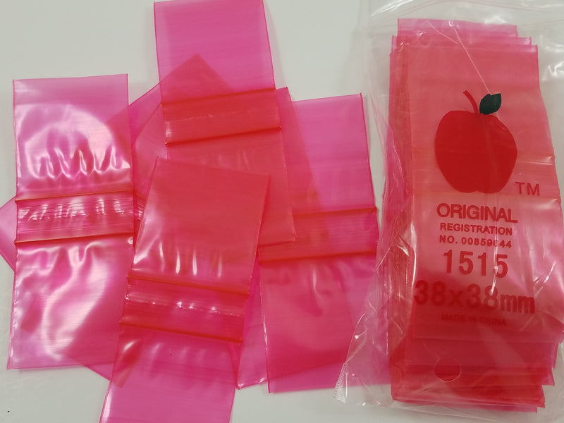 1515 Original Mini Ziplock 2.5mil Plastic Bags 1.5" x 1" Reclosable Baggies (Red) - The Baggie Store
