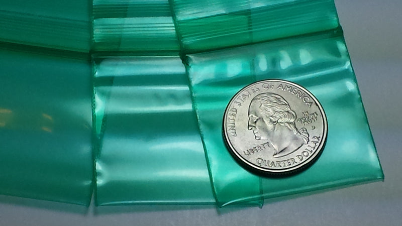 1515 Original Mini Ziplock 2.5mil Plastic Bags 1.5" x 1" Reclosable Baggies (Green) - The Baggie Store