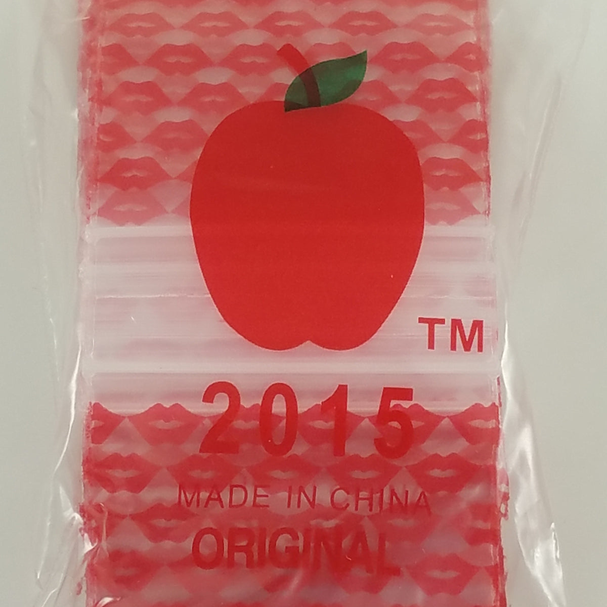 Resealable Original Apple Bags with 2x1.5-inch lips, transparent plastic storage bags for snacks or small items.