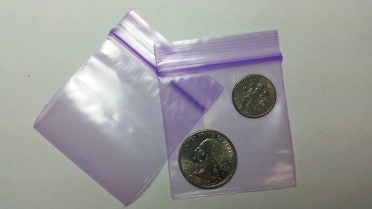 Purple 5858 Original Apple Bags measuring 5/8 inch by 5/8 inch, shown in the image with the brand name visible.