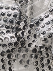 Resealable Original Apple Bags in TaiJi/Yin Yang design, measuring 1.5 x 1.75 inches, with black and white yin-yang pattern.