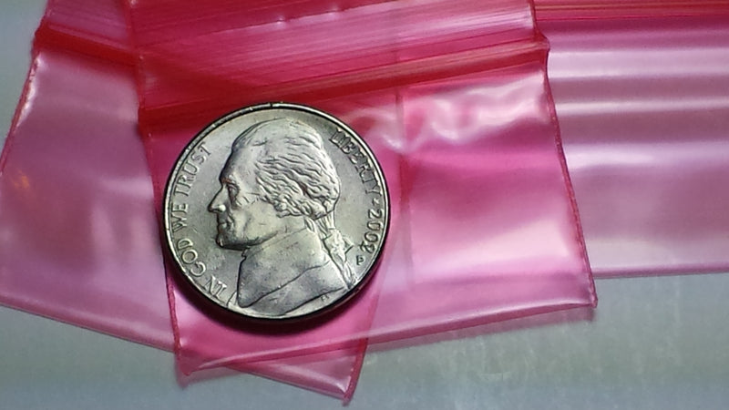 1510 Original Mini Ziplock 2.5mil Plastic Bags 1.5" x 1" Reclosable Baggies (Red) - The Baggie Store