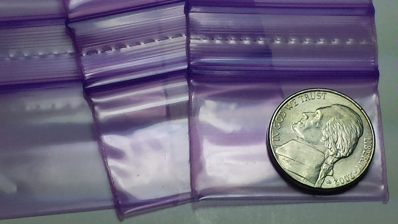1510 Original Mini Ziplock 2.5mil Plastic Bags 1.5" x 1" Reclosable Baggies (Purple) - The Baggie Store