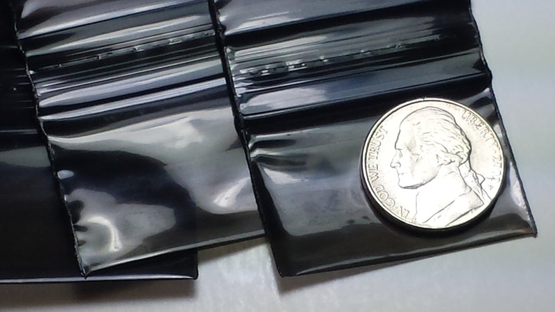 1510 Original Mini Ziplock 2.5mil Plastic Bags 1.5" x 1" Reclosable Baggies (Black) - The Baggie Store