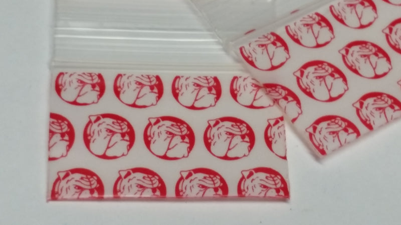 1510 Original Mini Ziplock 2.5mil Plastic Bags 1.5" x 1" Reclosable Baggies (Red Dog) - The Baggie Store