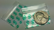 1510 Original Mini Ziplock 2.5mil Plastic Bags 1.5" x 1" Reclosable Baggies (Dollar Sign $) - The Baggie Store