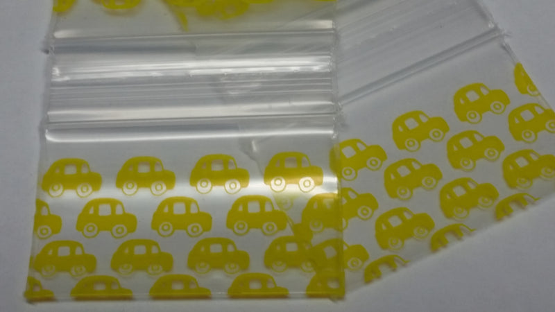 1510 Original Mini Ziplock 2.5mil Plastic Bags 1.5" x 1" Reclosable Baggies (Taxi Cab) - The Baggie Store
