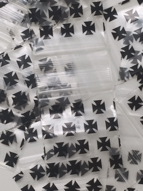 15175 Original Mini Ziplock 2.5mil Plastic Bags 1.5" x 1.75" Reclosable Baggies (Chopper/Iron Cross) - The Baggie Store