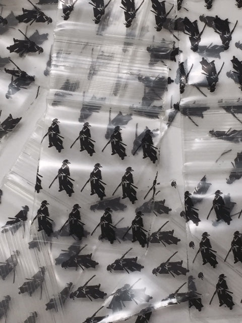 15175 Original Mini Ziplock 2.5mil Plastic Bags 1.5" x 1.75" Reclosable Baggies (Samurai Ninja) - The Baggie Store