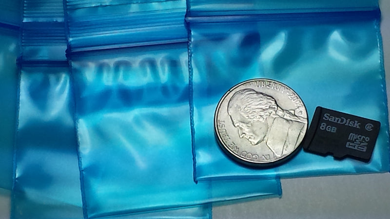17515 Original Mini Ziplock 2.5mil Plastic Bags 1.75" x 1.5" Reclosable Baggies (Blue) - The Baggie Store