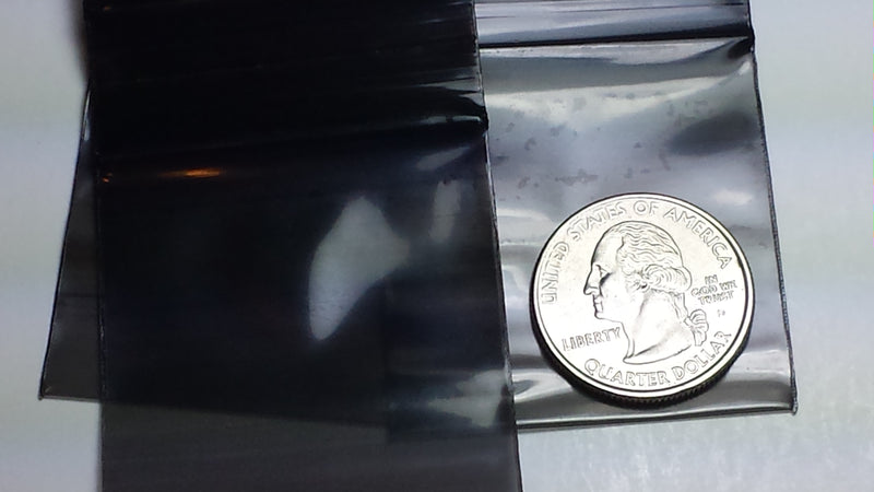 175175 Original Mini Ziplock 2.5mil Plastic Bags 1.75" x 1.75" Reclosable Baggies (Black) - The Baggie Store