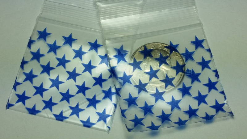 175175 Original Mini Ziplock 2.5mil Plastic Bags 1.75" x 1.75" Reclosable Baggies (Blue Star) - The Baggie Store