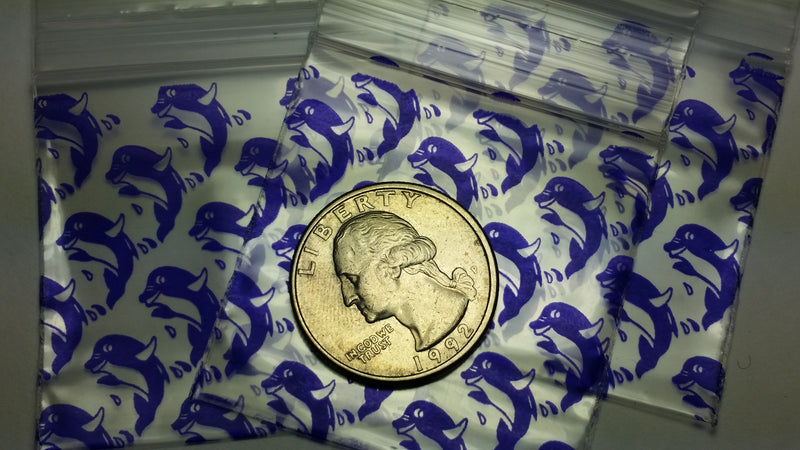 175175 Original Mini Ziplock 2.5mil Plastic Bags 1.75" x 1.75" Reclosable Baggies (Dolphin) - The Baggie Store