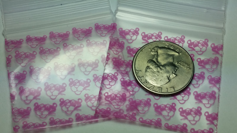 175175 Original Mini Ziplock 2.5mil Plastic Bags 1.75" x 1.75" Reclosable Baggies (Pink Panther) - The Baggie Store