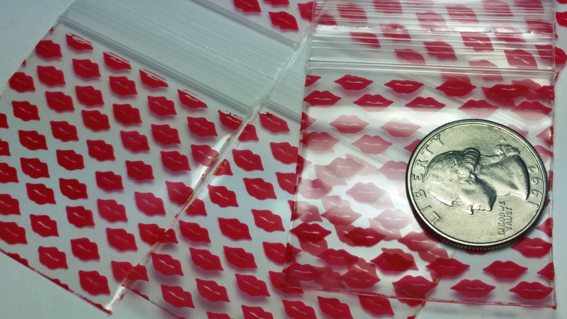 175175 Original Mini Ziplock 2.5mil Plastic Bags 1.75" x 1.75" Reclosable Baggies (Lips) - The Baggie Store